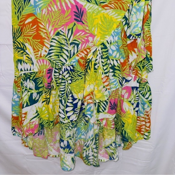 Nicole Miller Multicolor Tropical Floral Print Faux Wrap Midi Skirt size medium - Picture 3 of 6